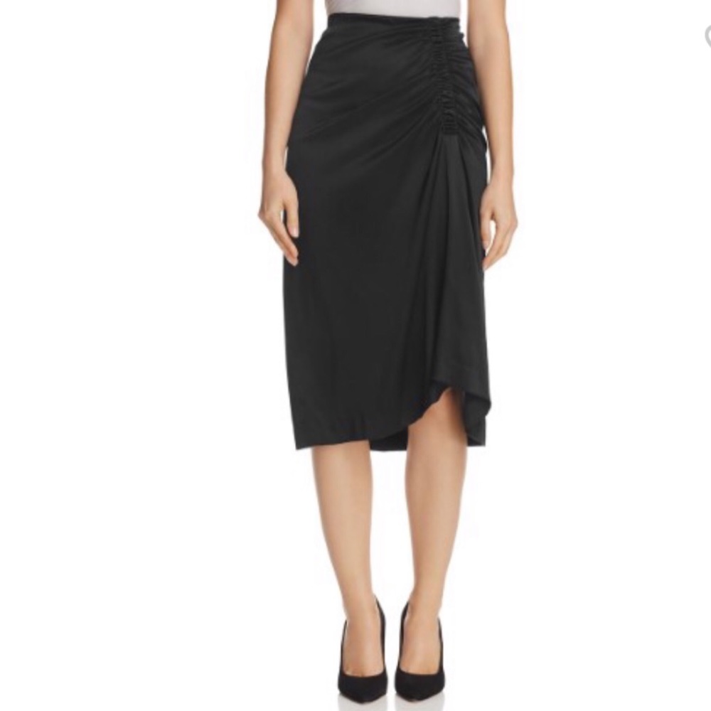 Theory women’s black Ruched Silk Blend Skirt Sz 6